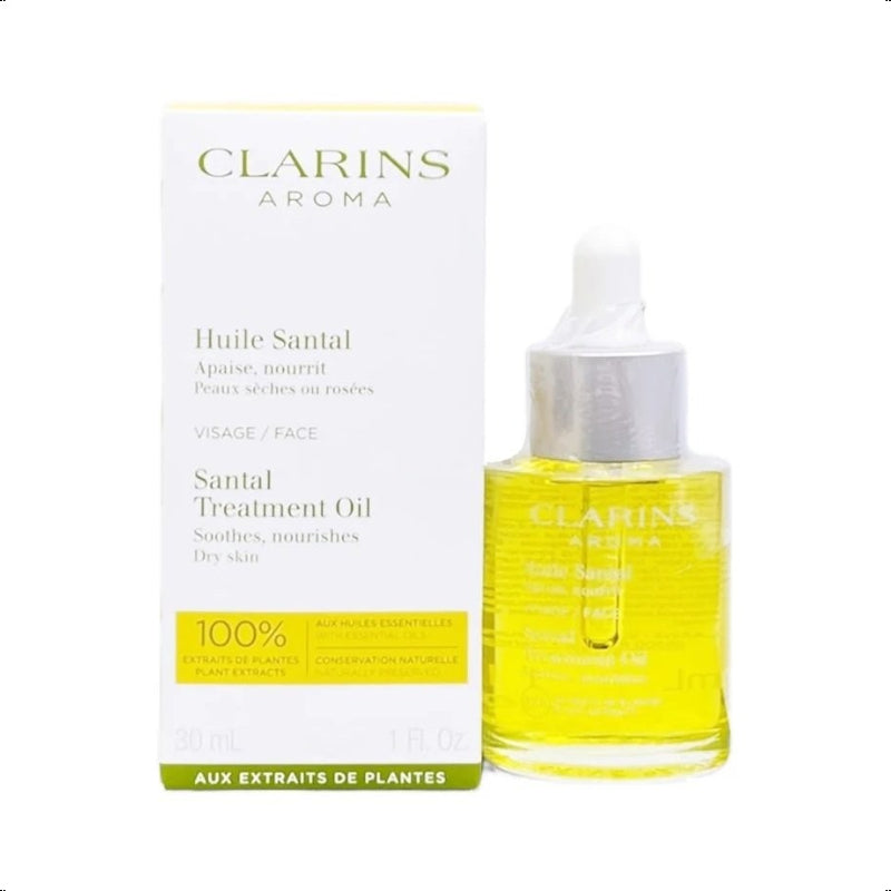 Clarins Aroma 30ml oz Santal Treatment Oil soothes, nourishes dry skin