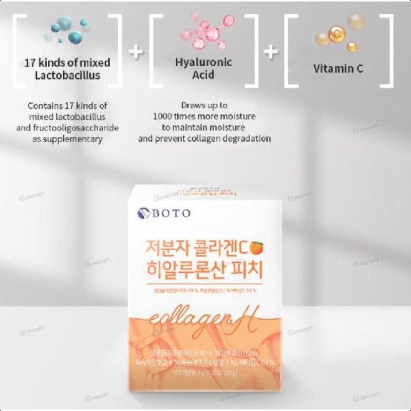 BOTO Low Molecular Collagen C Hyaluronic Acid Peach 1 box/2g*30ea