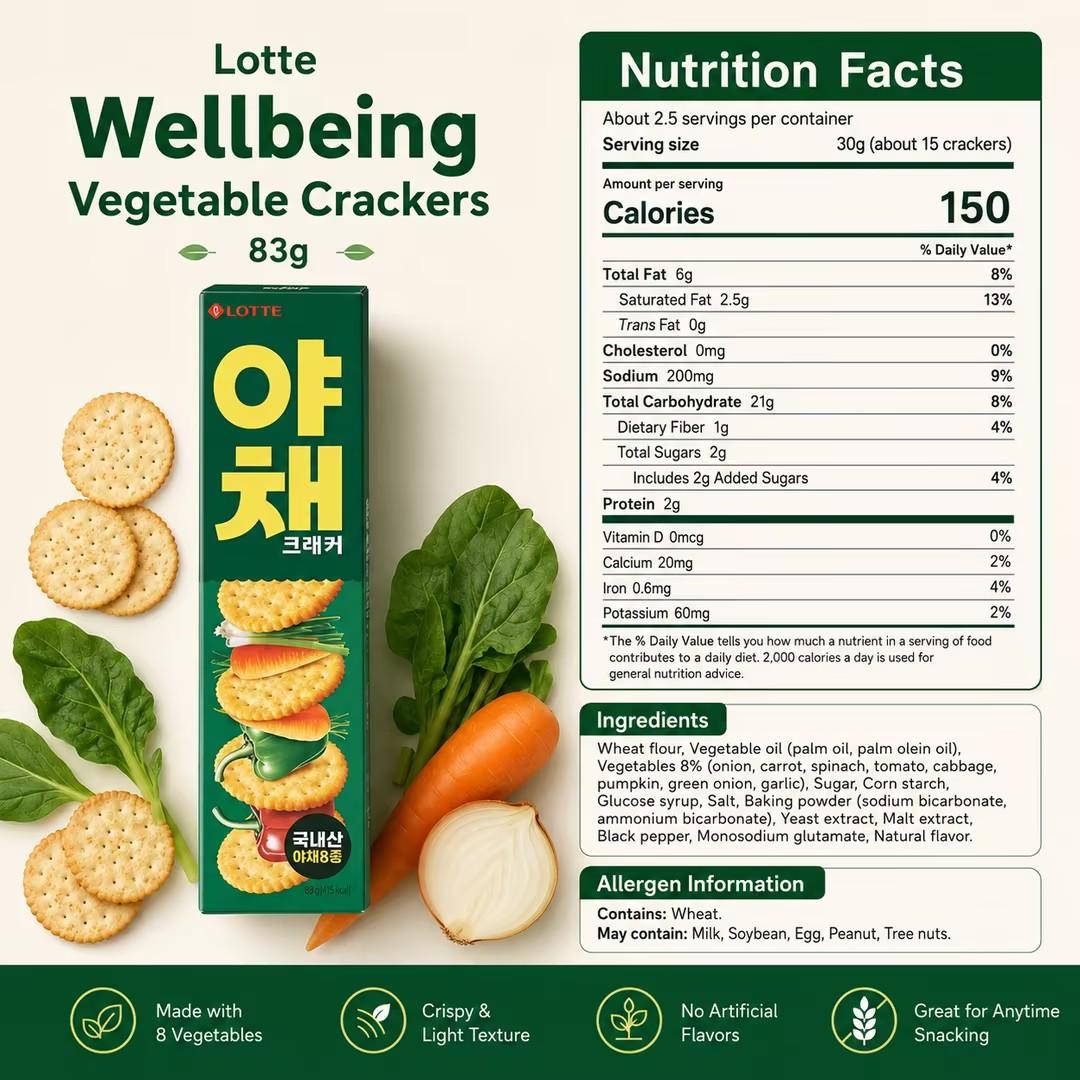 Lotte Wellbeing Vegetable Crackers 83g