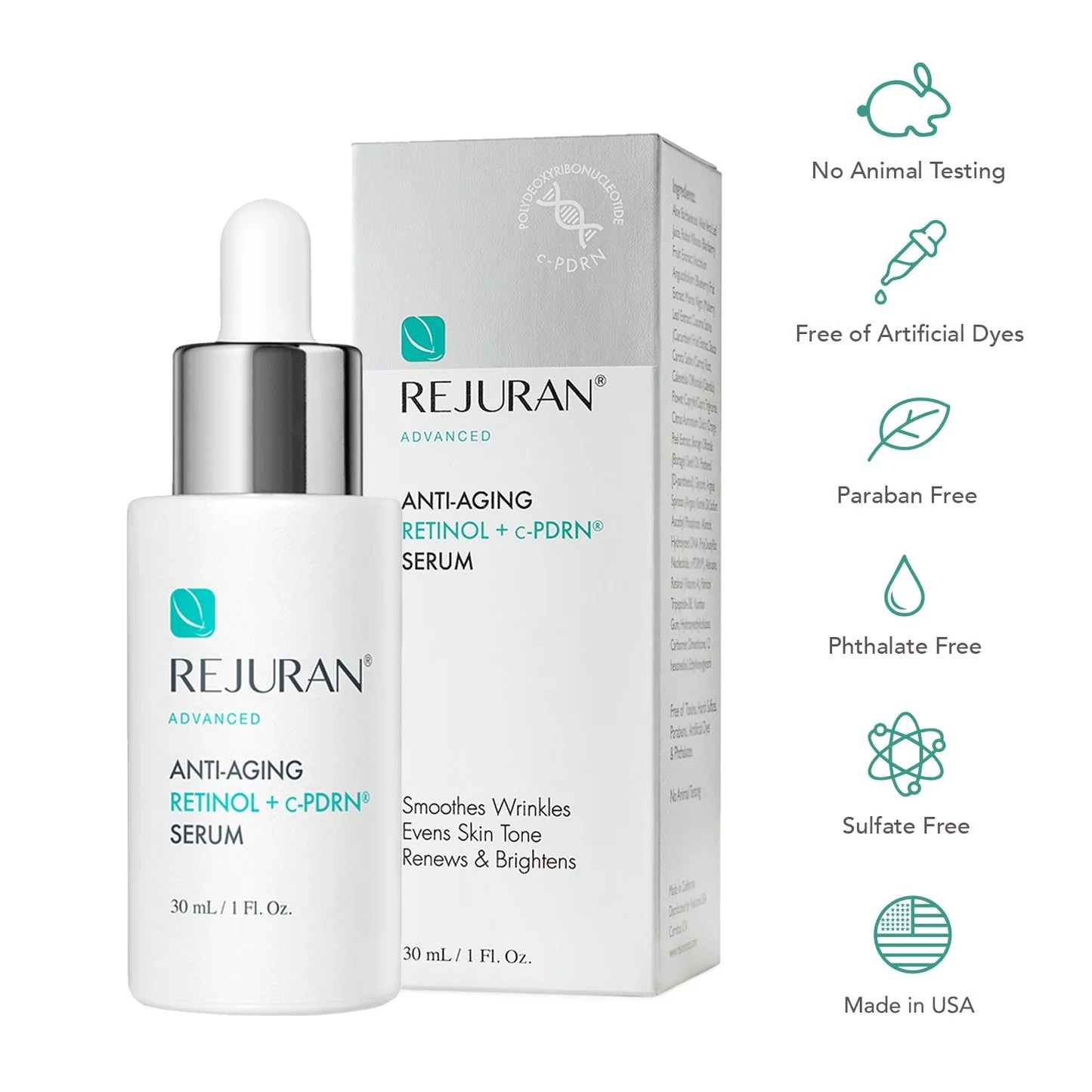 REJURAN Advanced Anti-Aging Retinol + c-PDRN serum 30ml - Boosting Facial Serum for Firmness, Radiance and Anti-Wrinkle Care with Retinol Clinically Developed