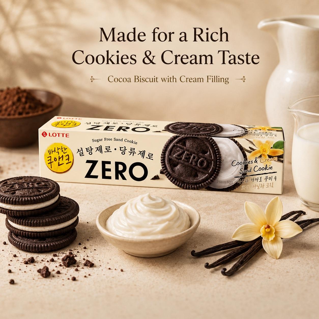 Lotte ZERO Cream‑Filled Cocoa Biscuits 96g