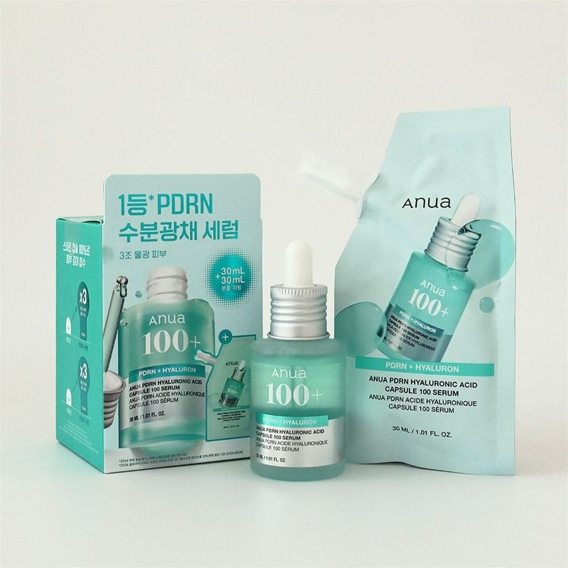 ANUA PDRN Hyaluronic Acid 100 Capsule Serum 30ml+30ml refill