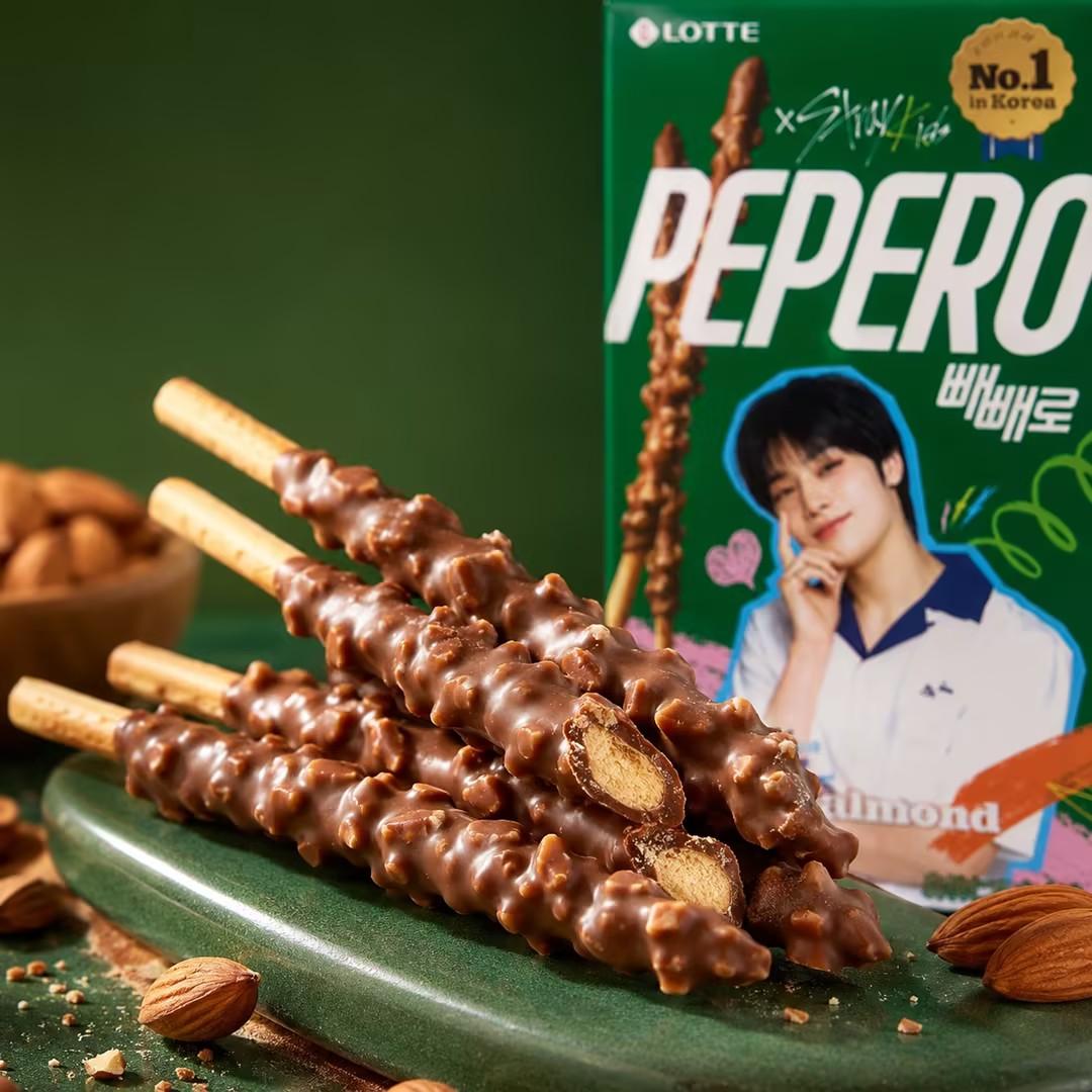 Lotte Pepero Almond Chocolate Biscuit Sticks Boy Group Limited Edition 32g