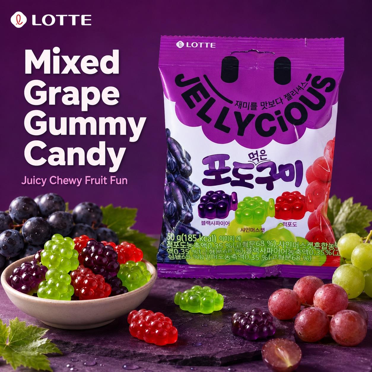 Lotte Mixed Grape Flavor Gummy Candy 60g
