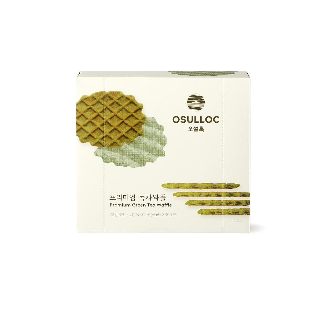 OSULLOC Premium Green Tea Waffle 72g, Crispy Jeju Green Tea Biscuit, Individually Wrapped