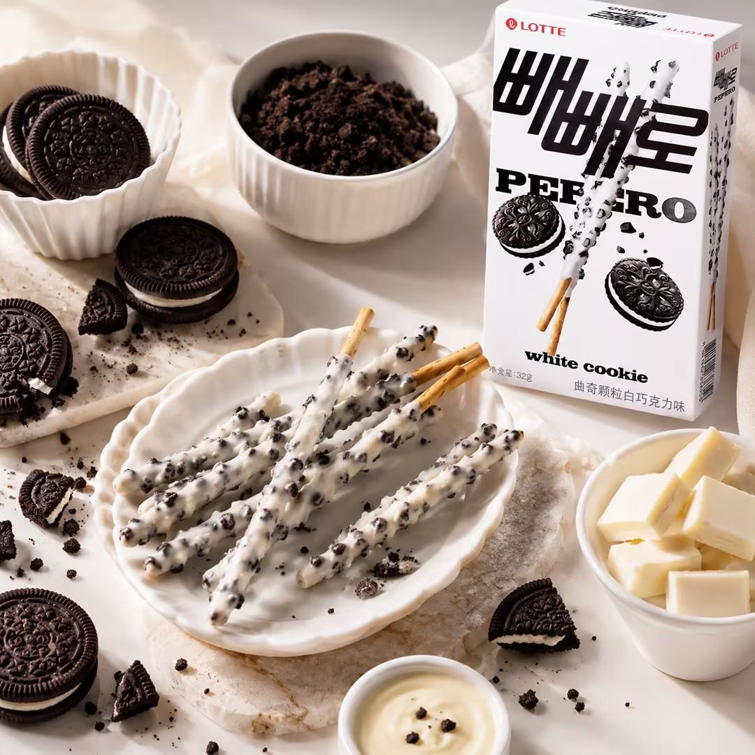 Lotte Pepero Cookie Crumb White Chocolate Biscuit Sticks 32g
