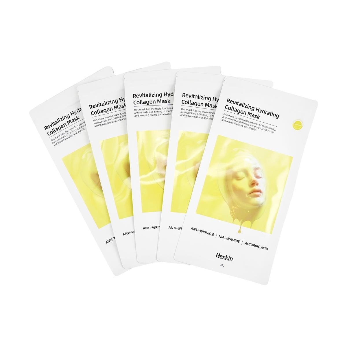 Hexkin Revitalizing Hydrating Collagen Mask, 5 sheets - Anti-Wrinkle | Niacinamide | Ascorbic Acid