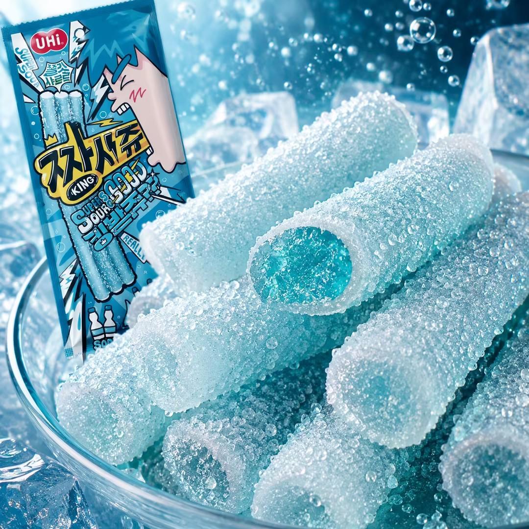 YEM Soda Flavor Sour Strip Gummy Candy 2pcs | Refreshing soda taste, chewy texture, sour sugar coating