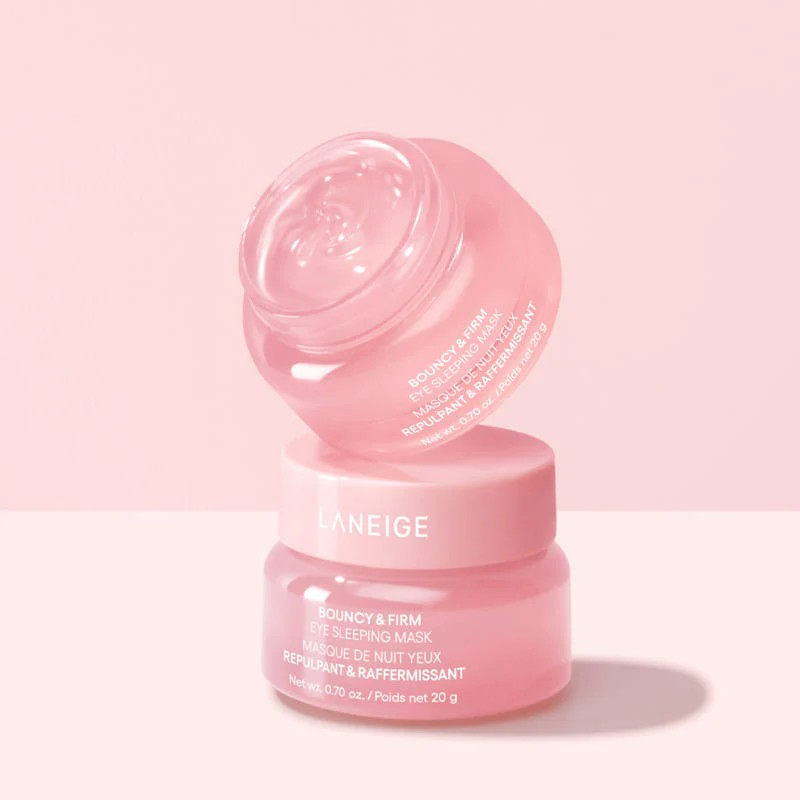 LANEIGE Bouncy & Firm Eye Sleeping Mask 20ml: Depuff and Firm with Peony & Collagen Complex, Ceramide, & 5D Hyaluronic Acid