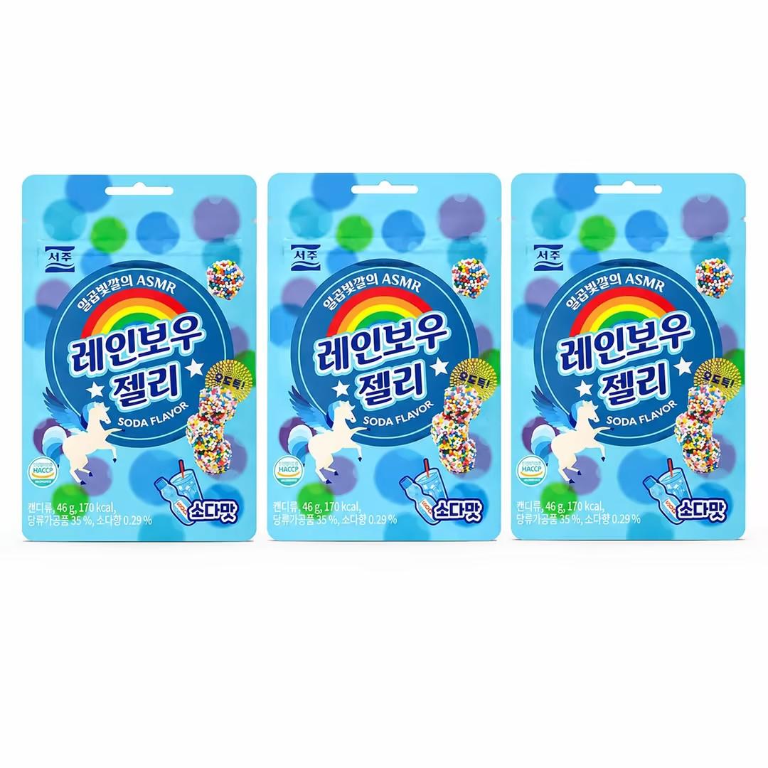 SEOJU Rainbow Soft Candies 46g, 2 flavors | Rich Fruit Flavor, Chewy Colorful Texture, Convenient Snack