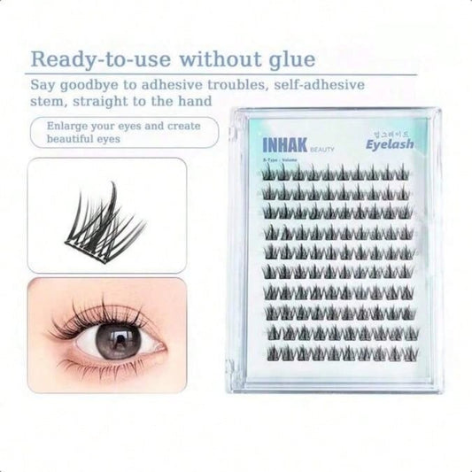 INHAK Upgrade Glue-Free Eyelash – Natural Curl, Self-Adhesive, No Glue Needed, Reusable, Lightweight & Comfortable False Lashes For Effortless Application