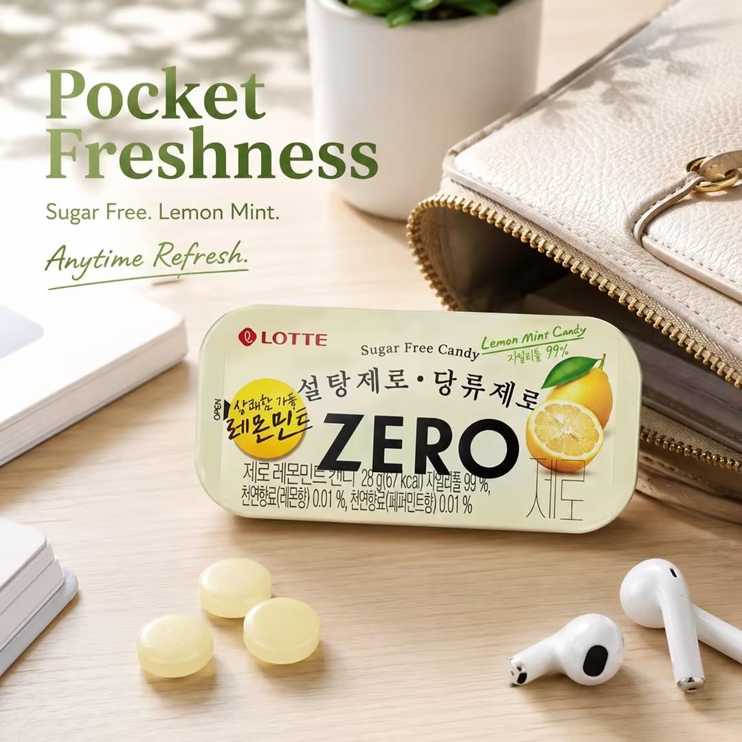 LOTTE Zero Mint Candy #Lemon 28g