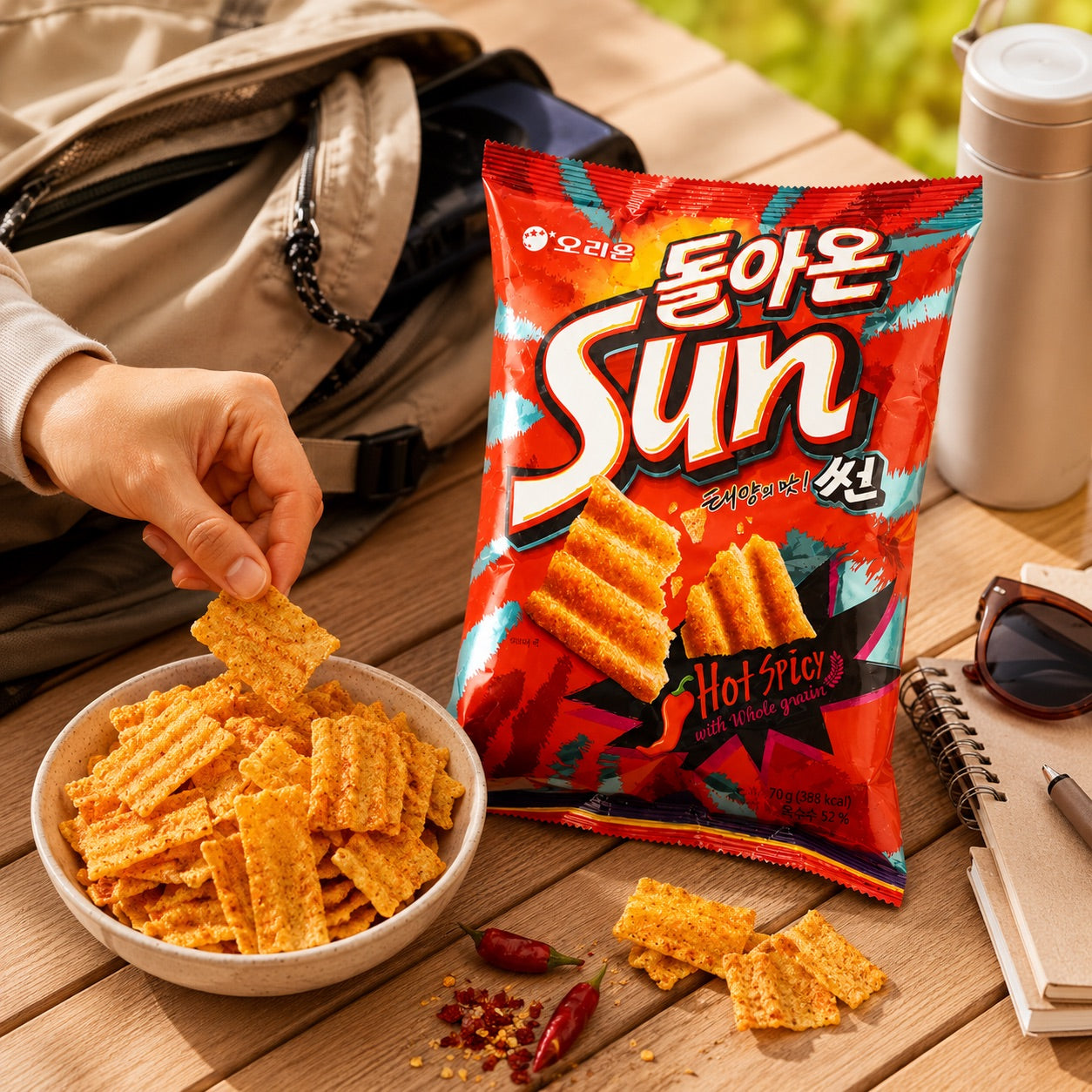 ORION Wavy Corn Chips Classic Hot‑Spicy Flavor 70gxxxxx