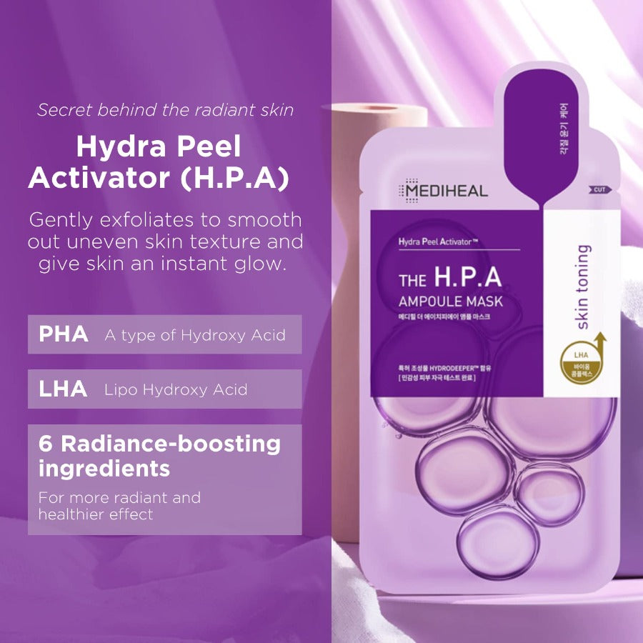 MEDIHEAL THE H.P.A Glowing Ampoule Mask Sheet 10PCS