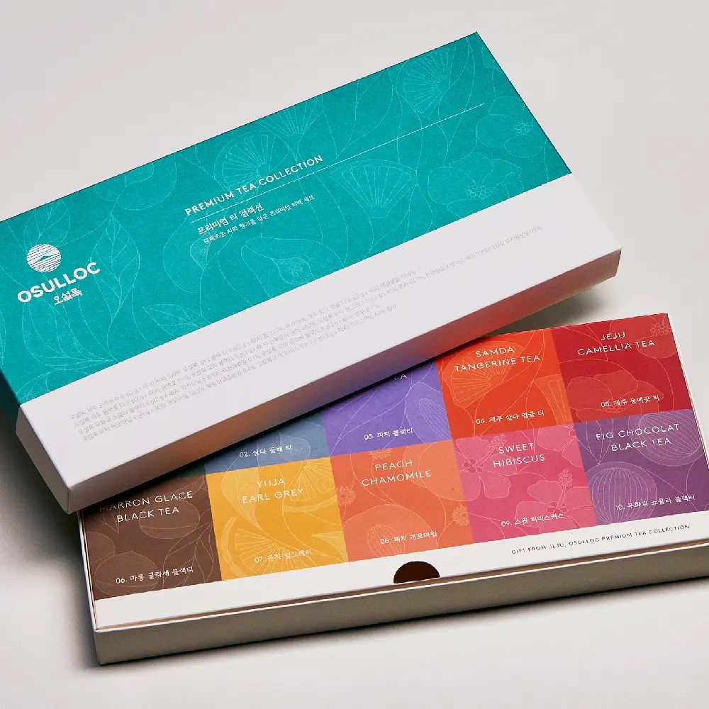 OSULLOC Premium Tea Collection Gift Box, 10 Flavors 40 Tea Bags, Jeju Assorted Tea Set