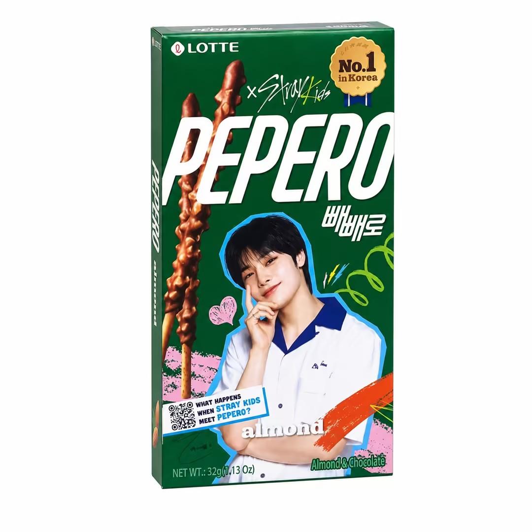 Lotte Pepero Almond Chocolate Biscuit Sticks Boy Group Limited Edition 32g