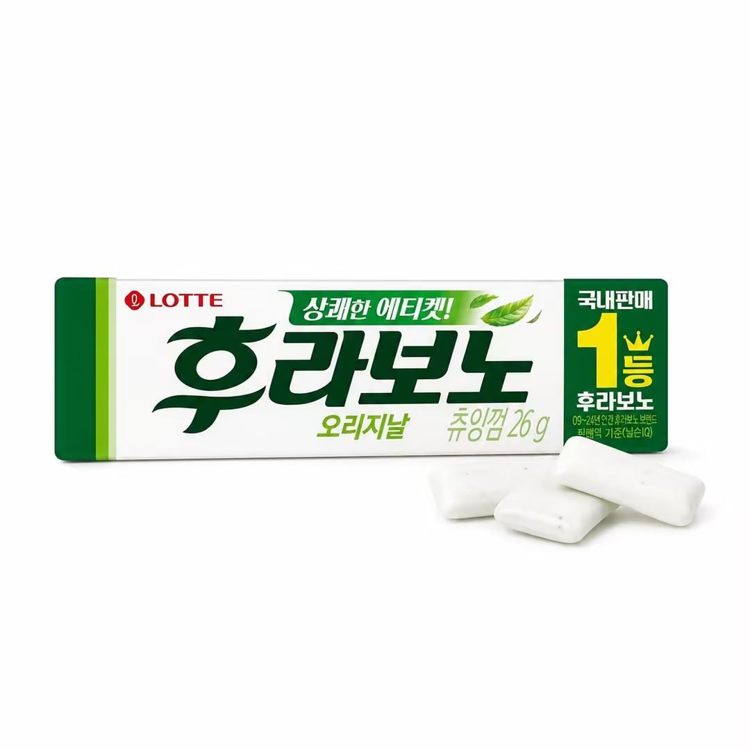 Lotte Green Mint‑flavored Chewing Gum 26g Cool mint flavour to freshen your mouth