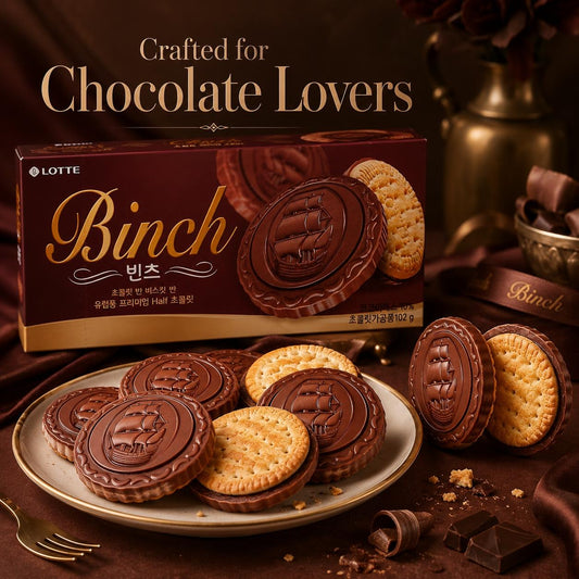 Lotte Binch Compound Chocolate Biscuits 102g | Crispy Biscuit Texture, Rich Chocolate Flavor, Convenient Snack