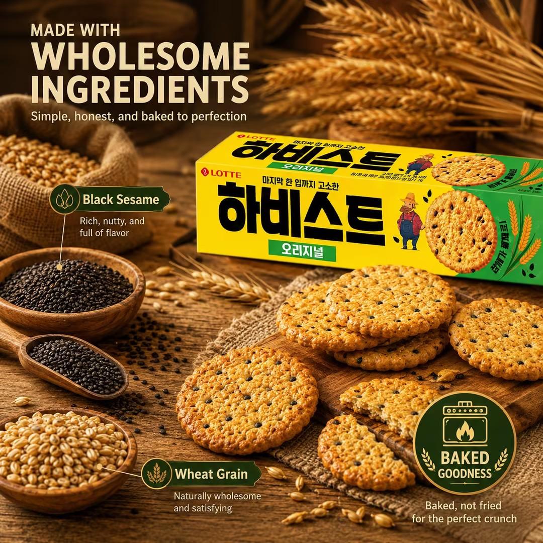 Lotte Harvest Black Sesame Crackers 100g