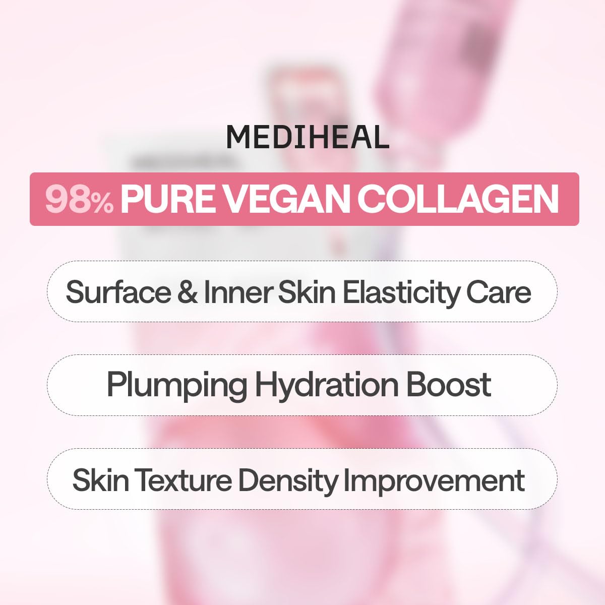 Mediheal Collagen Essential Sheet Mask Core Firming 11 Pcs. 98% Vegan Collagen for Firming, Elasticity, and Skin Density Improvement.