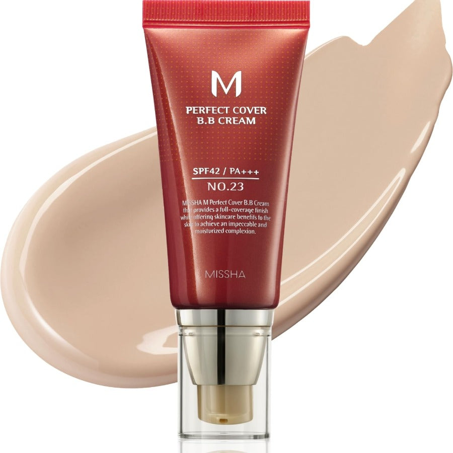 MISSHA M Perfect Cover BB Cream No.23 Natural Beige -Light - Light With Cool Undertone SPF 42 PA +++ 1.69 Fl Oz - Tinted Moisturizer For Face With SPF