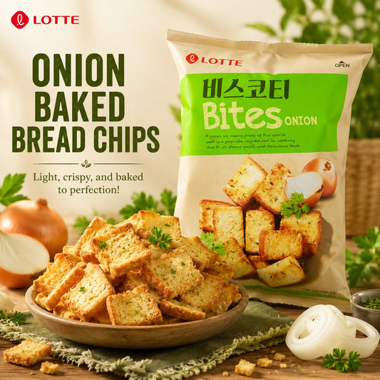 Lotte Scallion‑Flavored Baked Bread Chips 70g scallion‑flavor crispy baked snacks