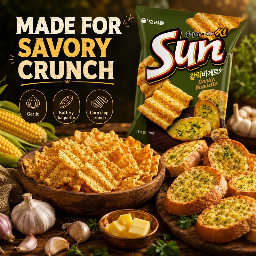 ORION Wavy Corn Chips French Garlic Bread Flavor 70g