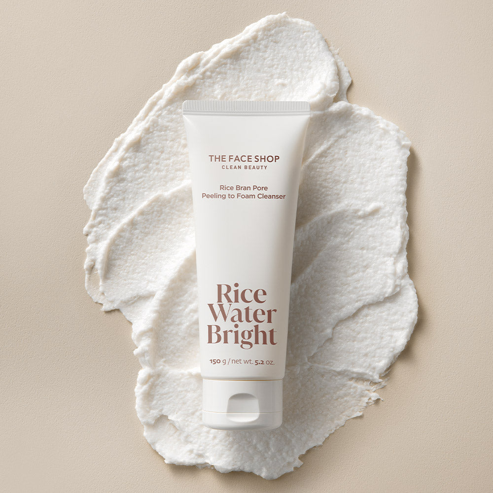 THE FACE SHOP Rice Water Bright Rice Bran Pore Peeling to Foam Cleanser 150g Exfoliating Facial Wash