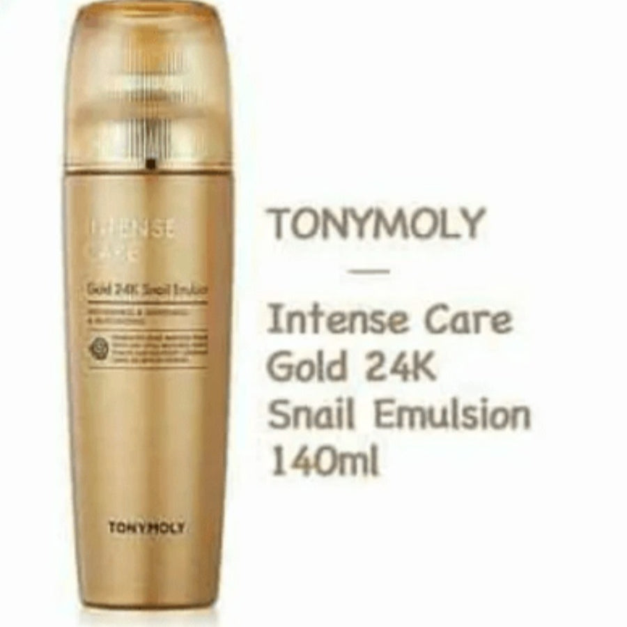 TONYMOLY Intense Care Gold 24K Snail Toner 140ml / 4.73 Fl.Oz/Intense Care Gold 24K Snail Serum 35ml / 1.18 Oz  – Hydrating & Anti-Aging Facial Toner, Snail Mucin & 24K Gold, Brightening, Firming, Nourishing, Smooth & Radiant Skin