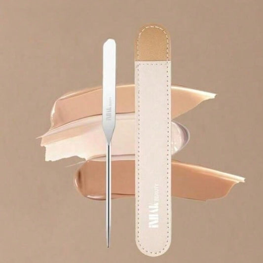 INHAK Stainless Steel Makeup Spatula - Professional Cosmetic Mixing Tool For Foundation, Cream & Skincare, Portable & Easy To Clean