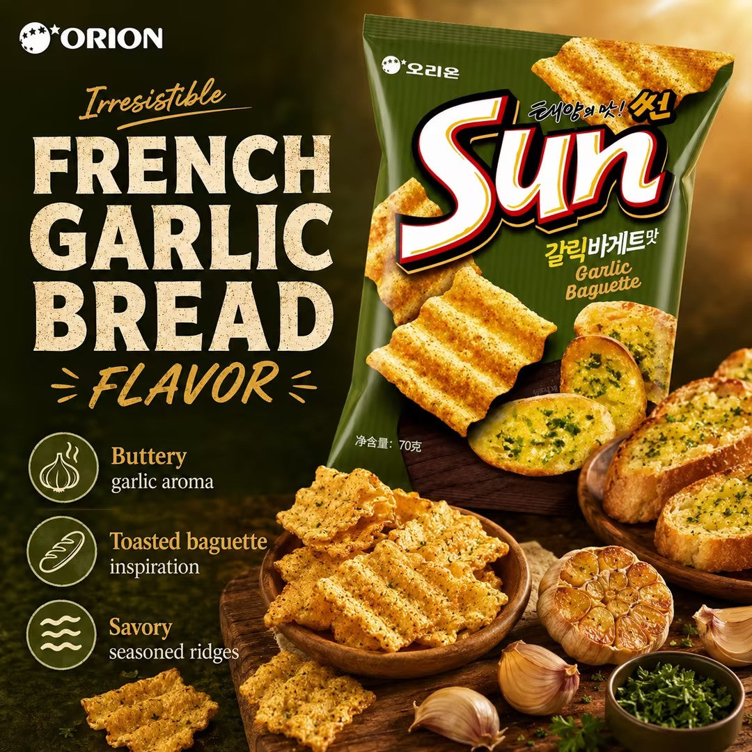 ORION Wavy Corn Chips French Garlic Bread Flavor 70g