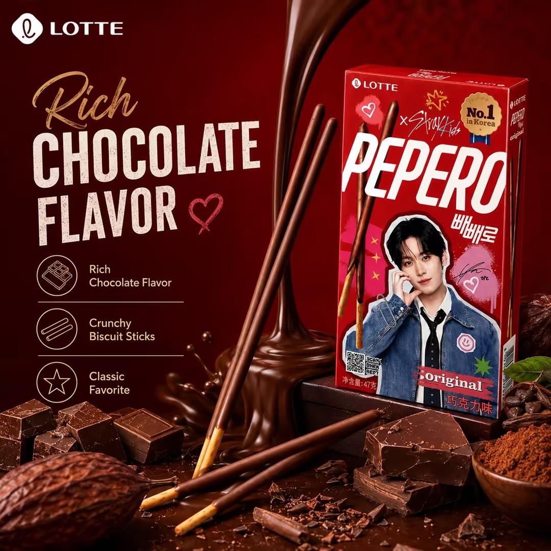 Lotte Pepero Chocolate Flavored Biscuit Sticks 47g