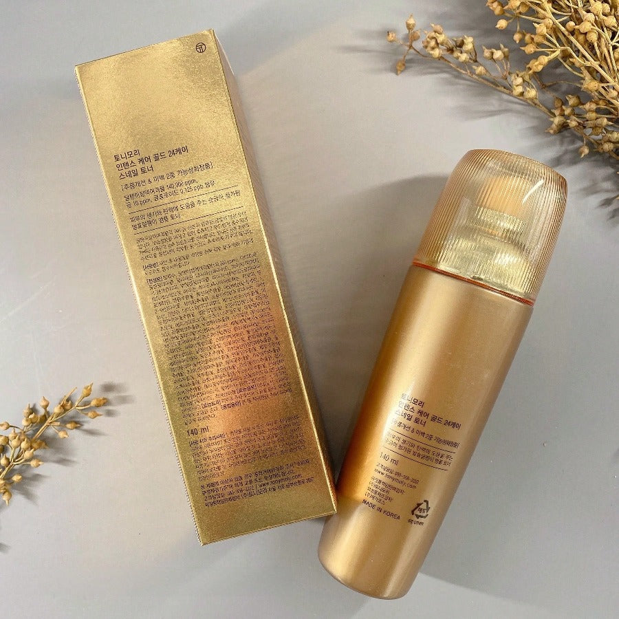 TONYMOLY Intense Care Gold 24K Snail Toner 140ml / 4.73 Fl.Oz/Intense Care Gold 24K Snail Serum 35ml / 1.18 Oz  – Hydrating & Anti-Aging Facial Toner, Snail Mucin & 24K Gold, Brightening, Firming, Nourishing, Smooth & Radiant Skin