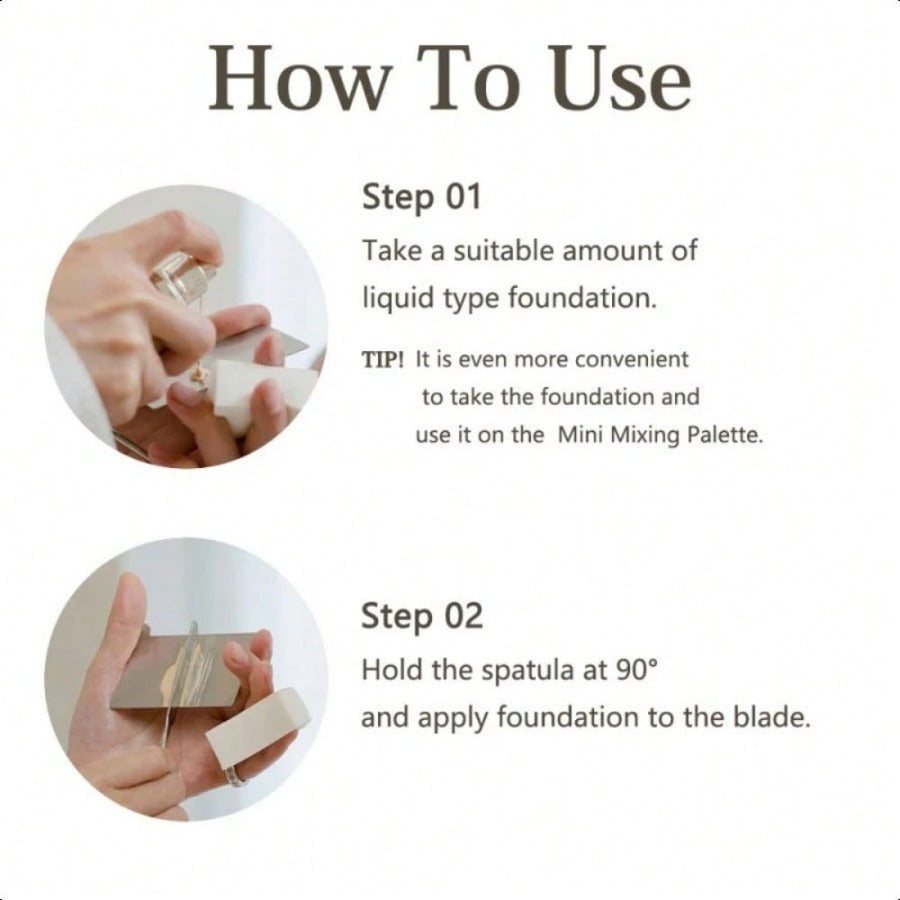 INHAK Stainless Steel Makeup Spatula - Professional Cosmetic Mixing Tool For Foundation, Cream & Skincare, Portable & Easy To Clean