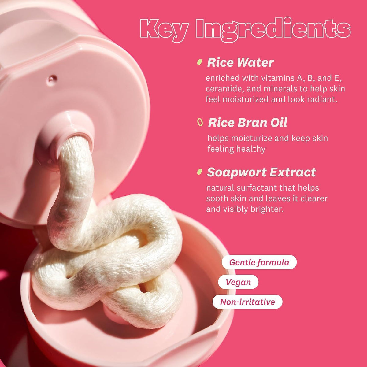 THE FACE SHOP Rice Water Bright Foaming Cleanser 160ml, Rice Extract Hydrating Facial Wash