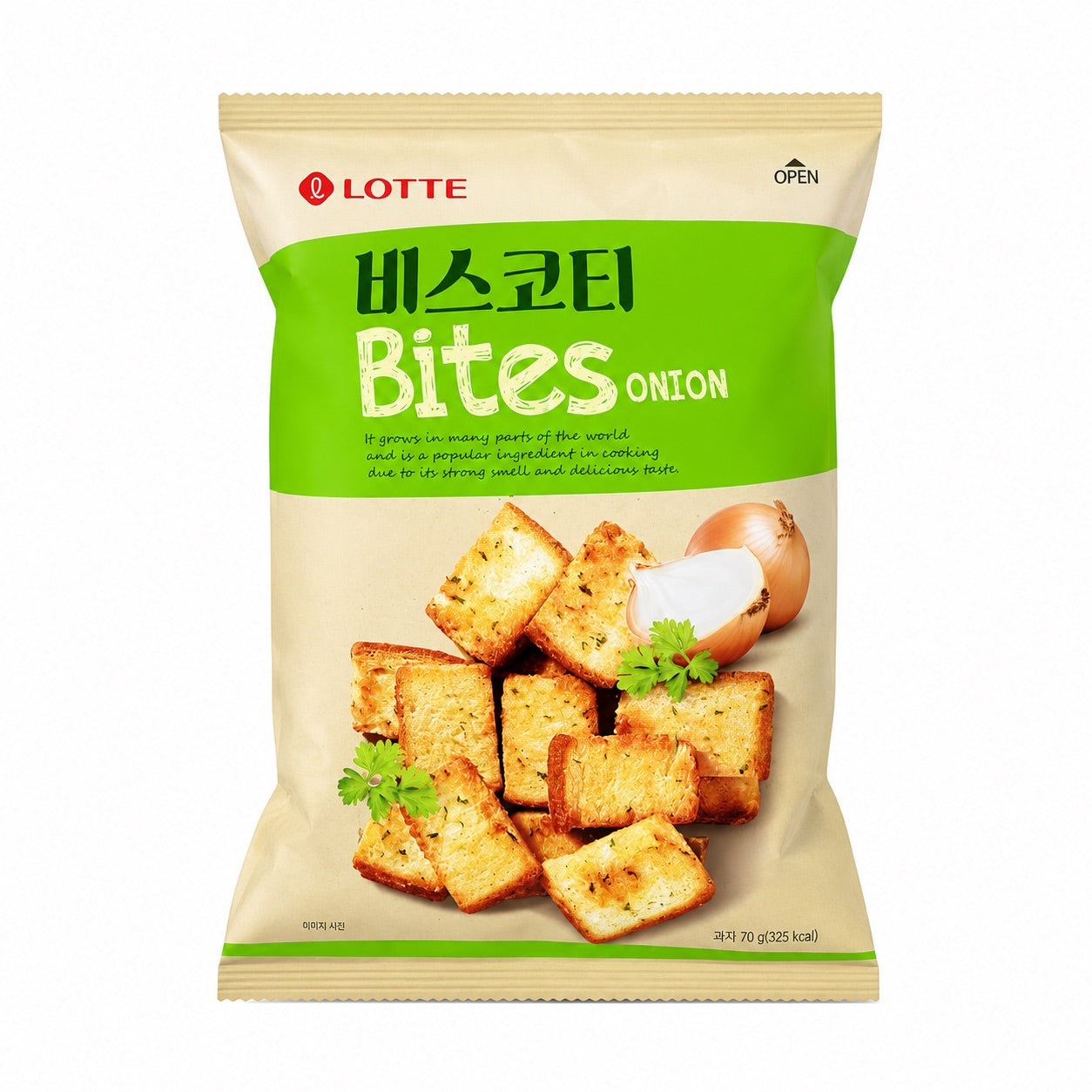 Lotte Scallion‑Flavored Baked Bread Chips 70g scallion‑flavor crispy baked snacks
