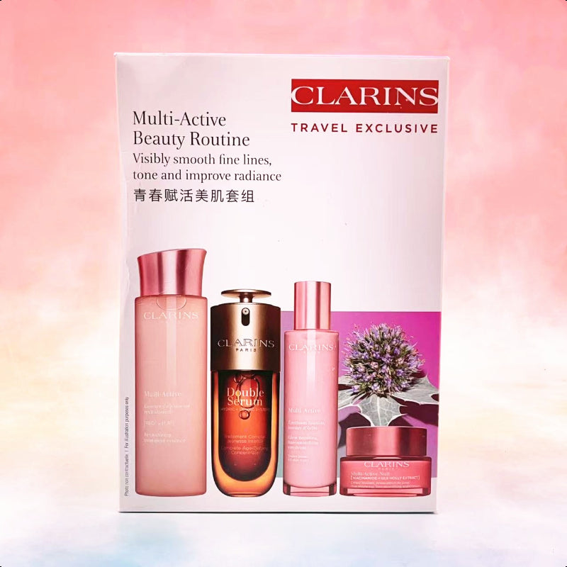 Clarins Travel Exclusive essence（200ml）+ Double Serum （50ml）+Emulsion（50ml）+Cream (50ml)