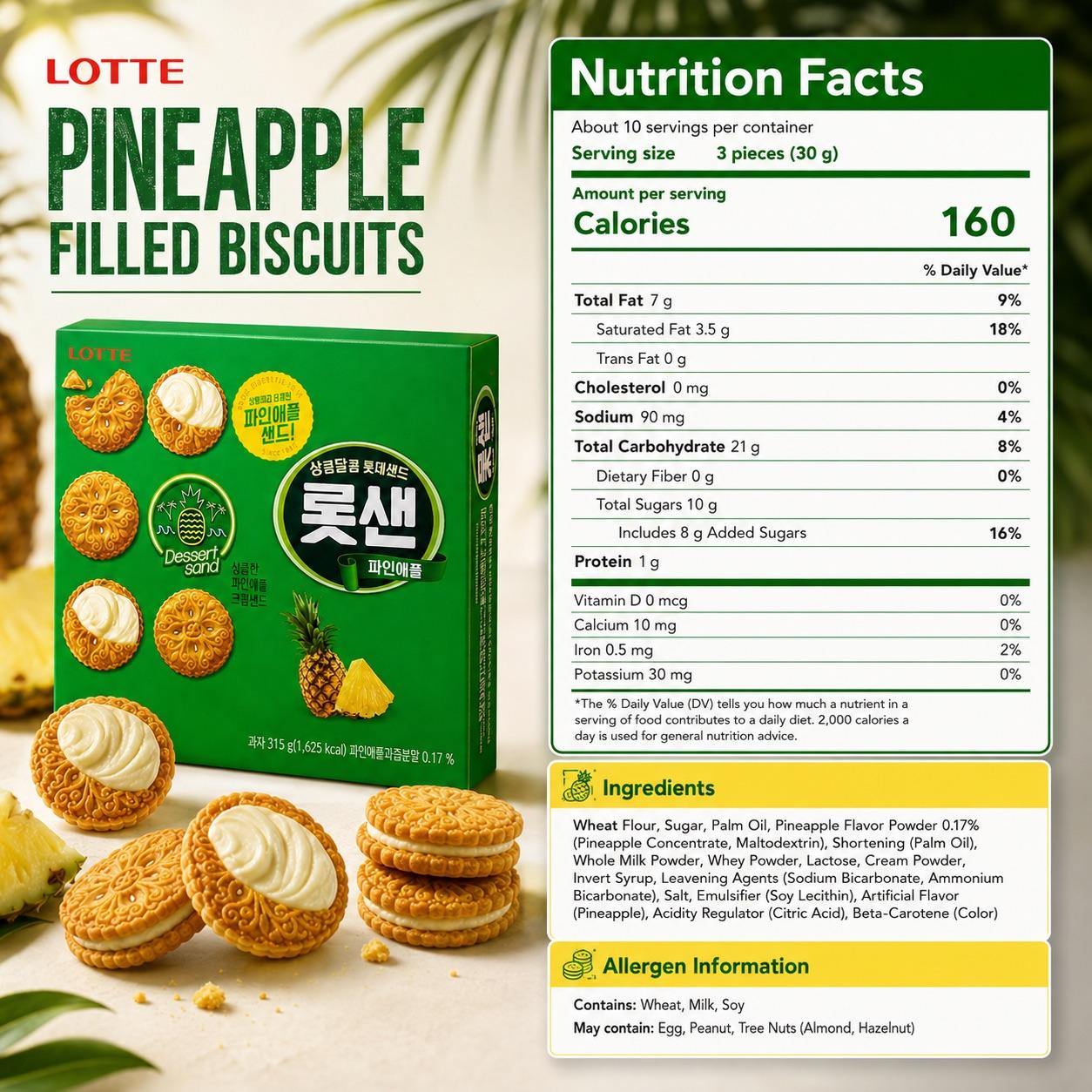 Lotte Pineapple Filled Biscuits 315g