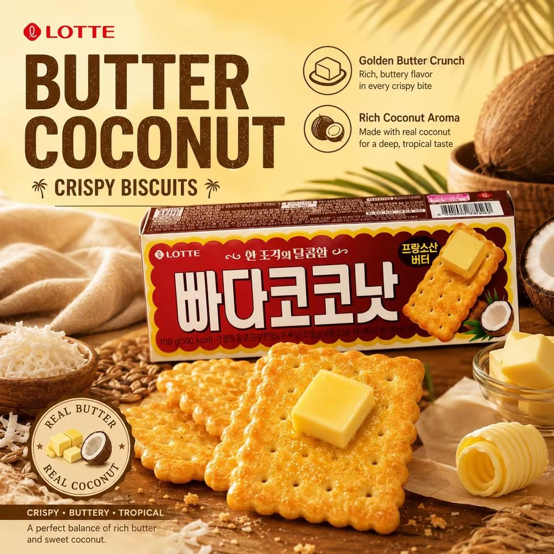 Lotte Butter Coconut Crispy Biscuits 100g