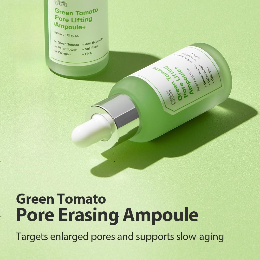 SUNGBOON EDITOR Green Tomato Pore Lifting Ampoule 30ml,Hydrating & Firming Care for Sensitive Skin
