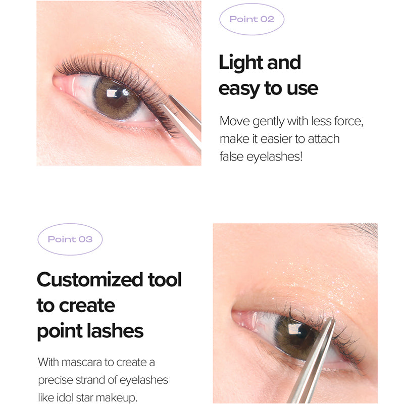 INHAK Round Tip Tweezer | eyelash comb eye lash makeup Tools Curler idol 40g