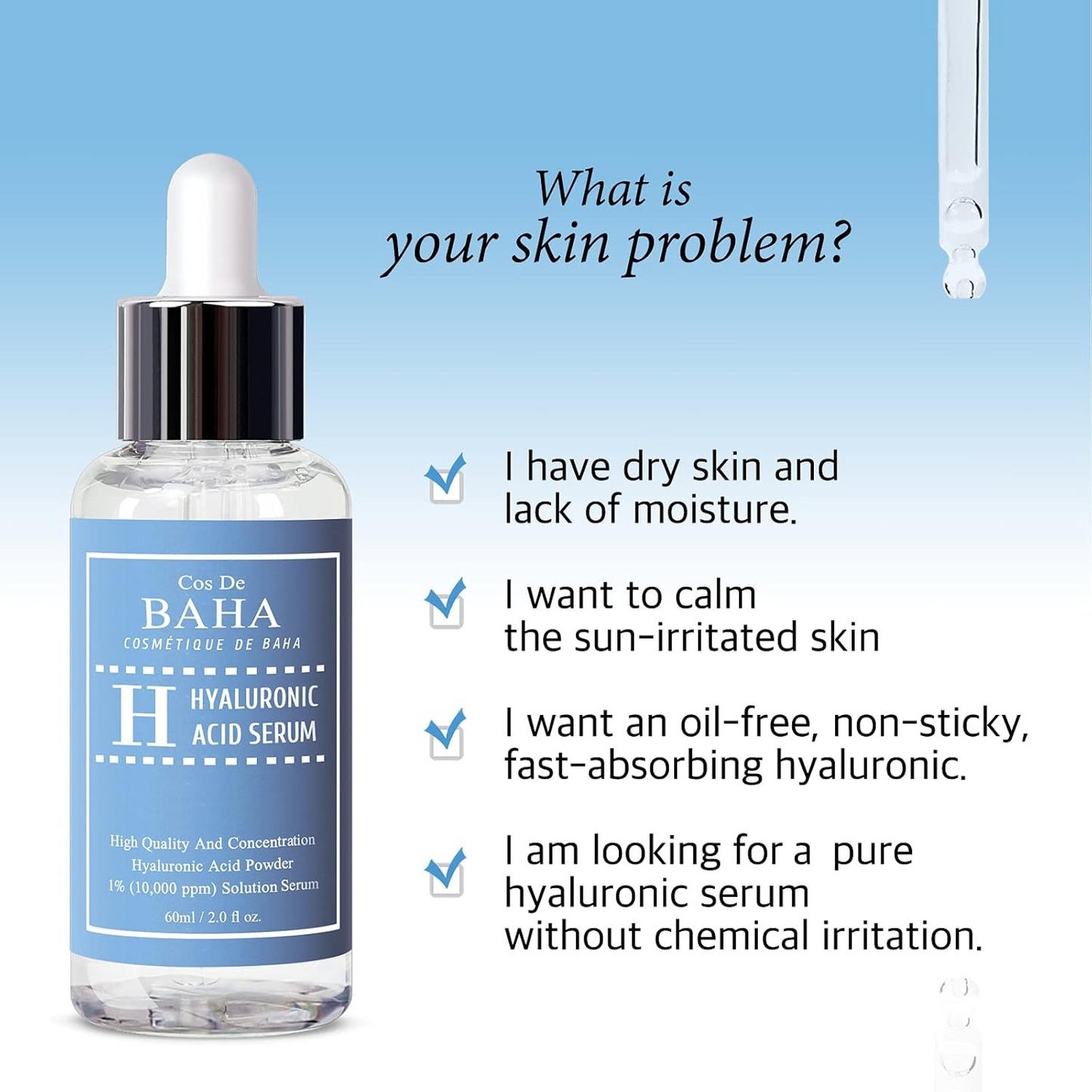 Cos De BAHA Pure Hyaluronic Acid 1% Serum 60ml