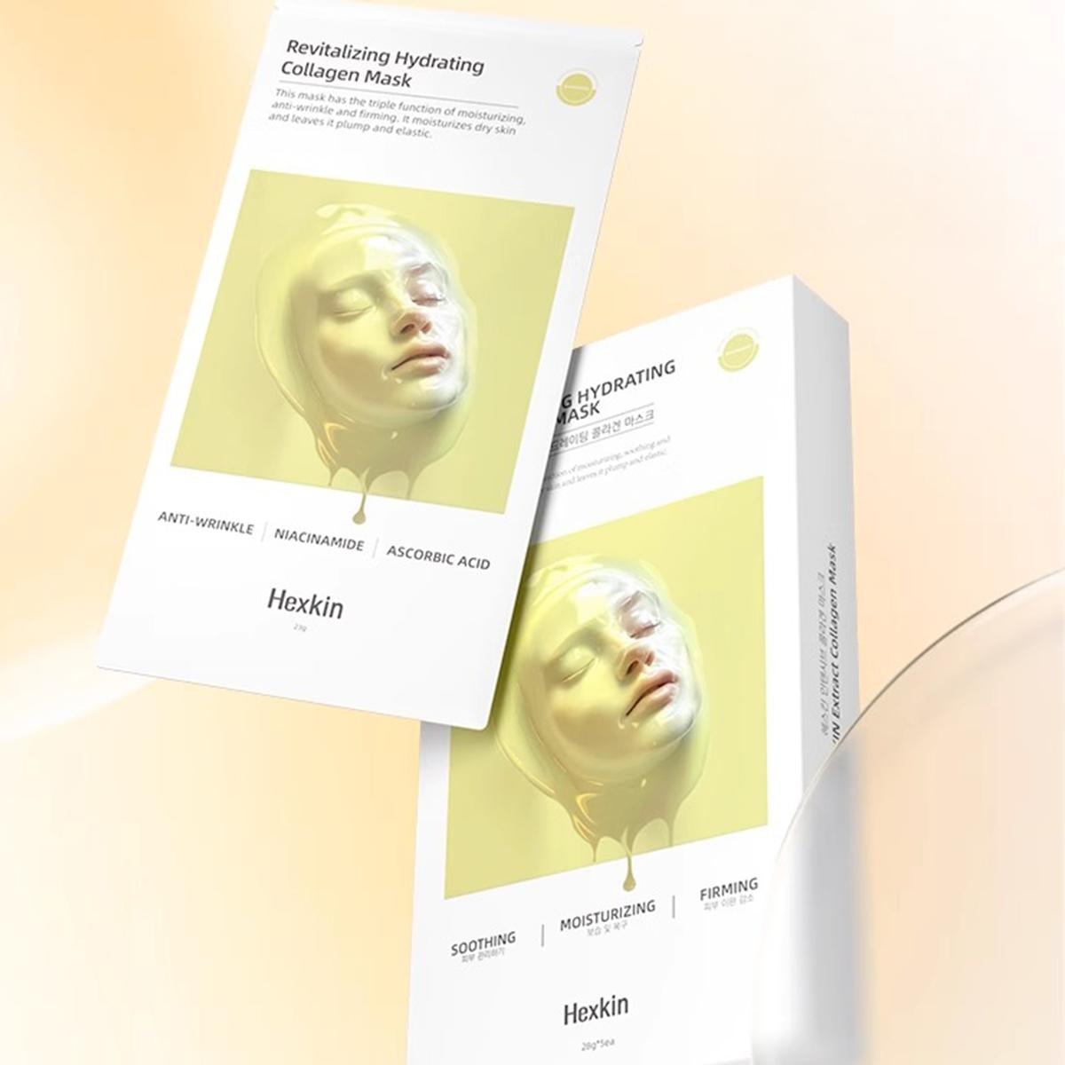 Hexkin Revitalizing Hydrating Collagen Mask, 5 sheets - Anti-Wrinkle | Niacinamide | Ascorbic Acid