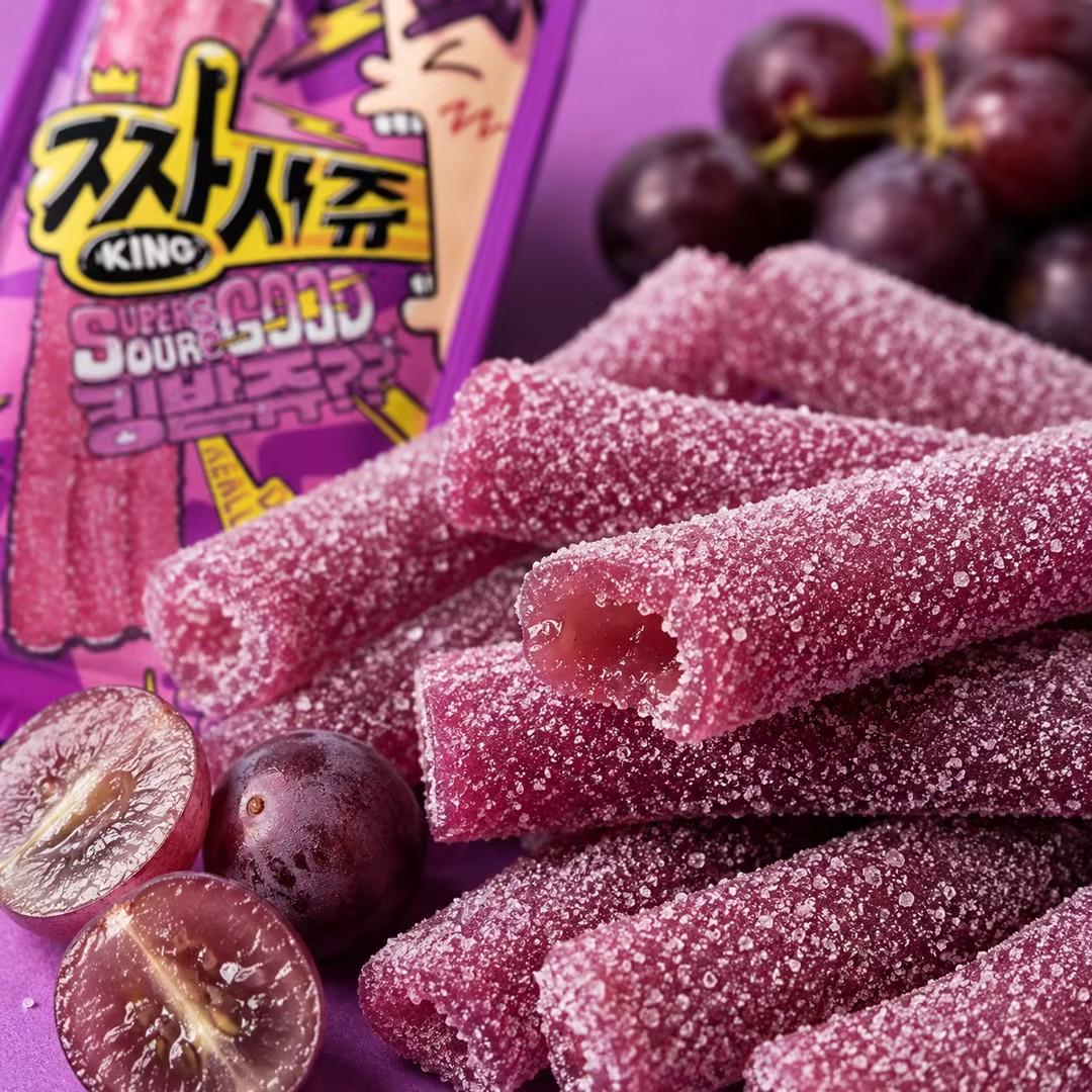YEM Grape Sour Strip Gummy Candy*6pcs | Tangy sweet grape taste, soft chewy texture, sour outer coating