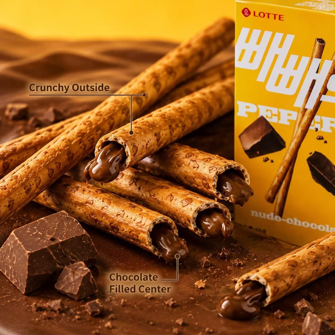 Lotte Pepero Chocolate Filled Biscuit Sticks 45g
