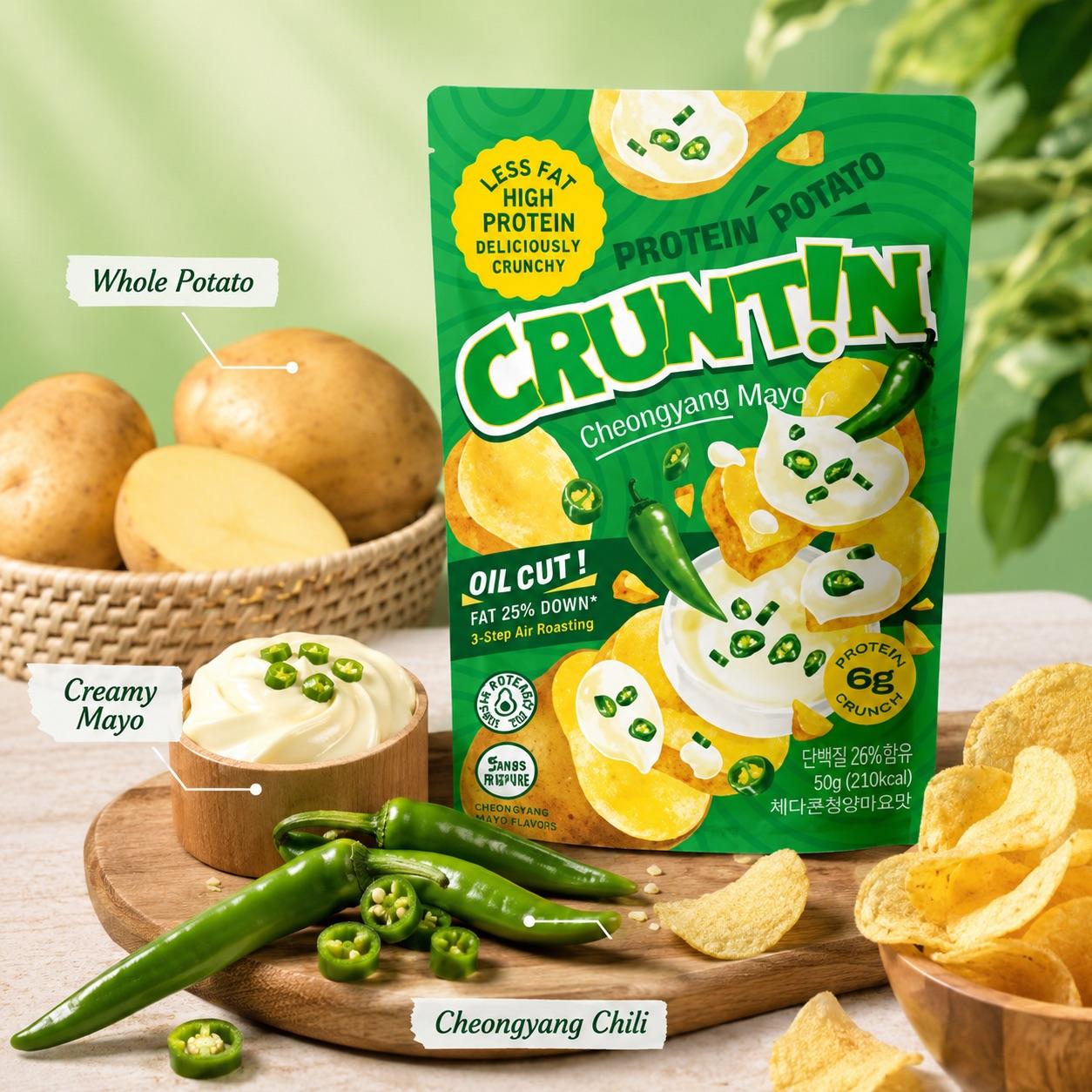 CRUNTIN 5mm Whole Potato Chips Cheongyang Mayo 55g