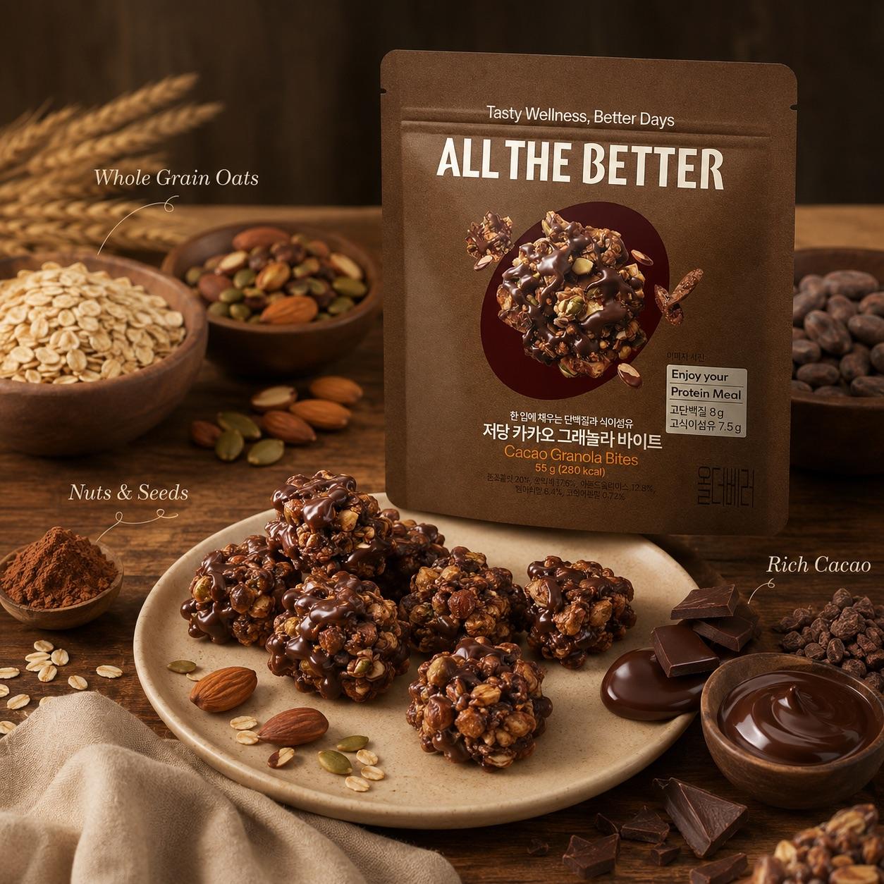 ALL THE BETTER Granola Bites Low Sugar Cacao 55g