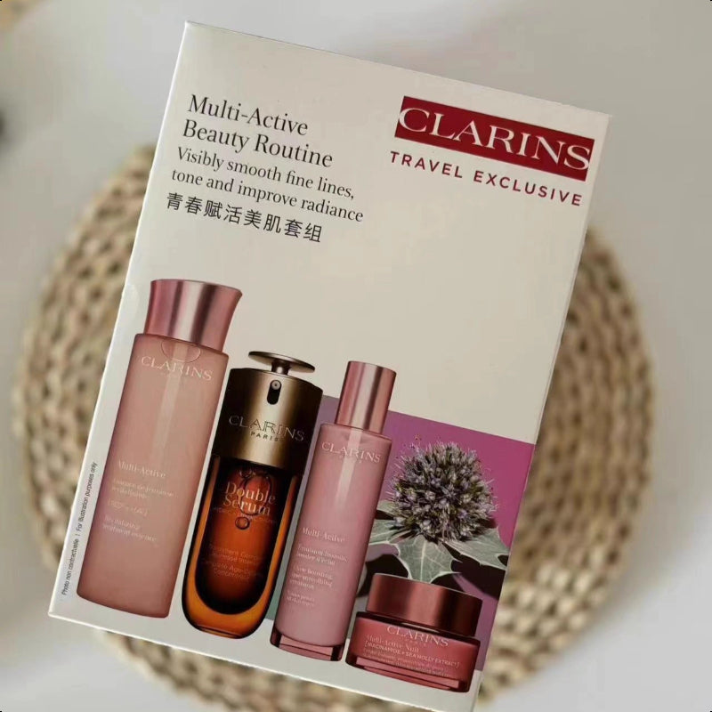 Clarins Travel Exclusive essence（200ml）+ Double Serum （50ml）+Emulsion（50ml）+Cream (50ml)