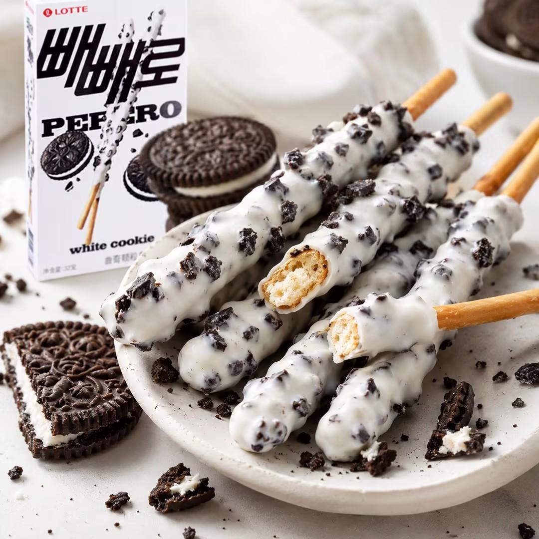 Lotte Pepero Cookie Crumb White Chocolate Biscuit Sticks 32g