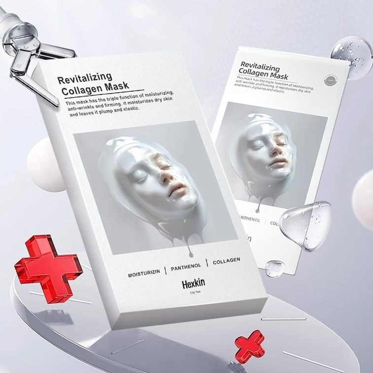 Hexkin Revitalizing Collagen Mask, 5sheets - Moisturizing | Panthenol | Anti-Wrinkle & Firming